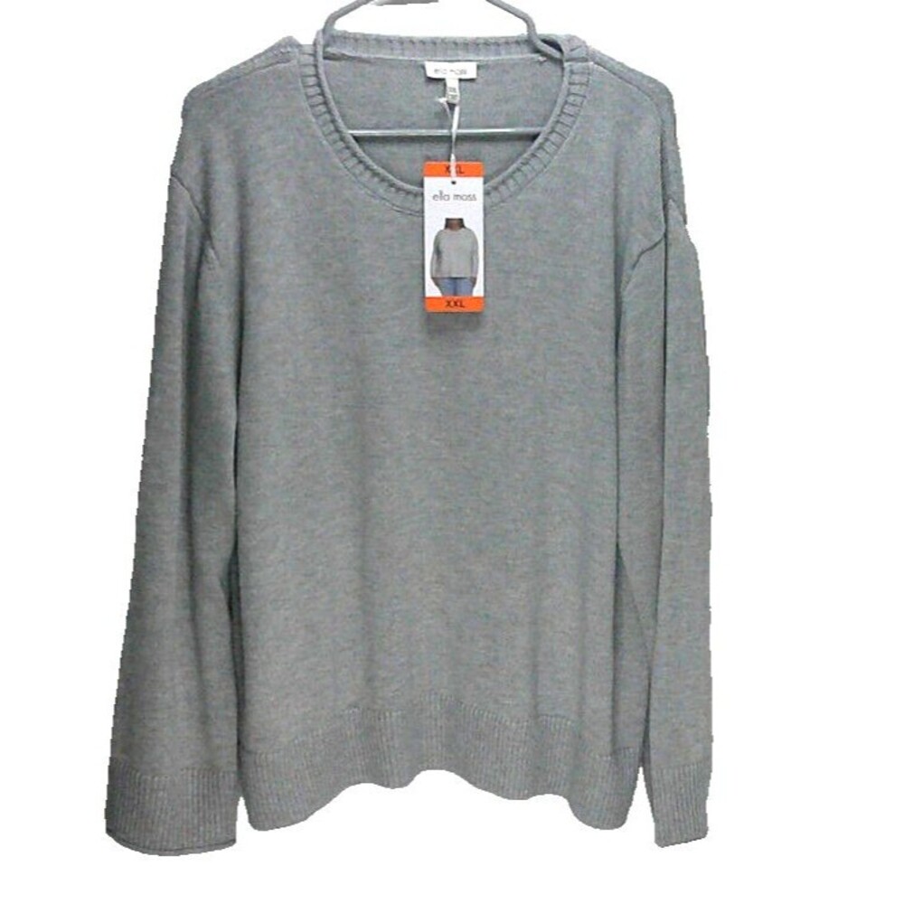 Ella Moss Women's Crew Neck Sweater - Tunic Style - Heather Gray - XX-LARGE- NWT